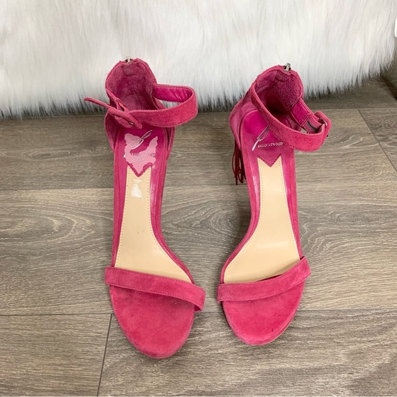 Brian Atwood Tosca Heels Open toe Tassel Ankle Strap Sandal Stiletto Pumps Pink - Picture 2 of 13